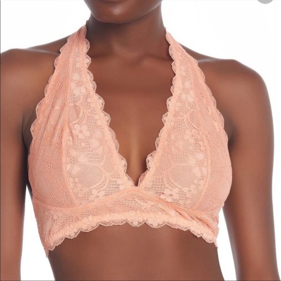 NWT Free People Galloon Lace Halter Bralette Orange - Picture 2 of 9